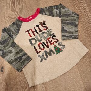 MUD PIE TODDLER BOYS CHRISTMAS RAGLAN SHIRT 2T-3T